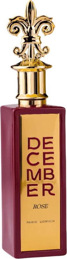 Flacon perfum Paris Corner December Rose woda perfumowana 85ml w eleganckim opakowaniu na białym tle - unisex zapach z nutami róży