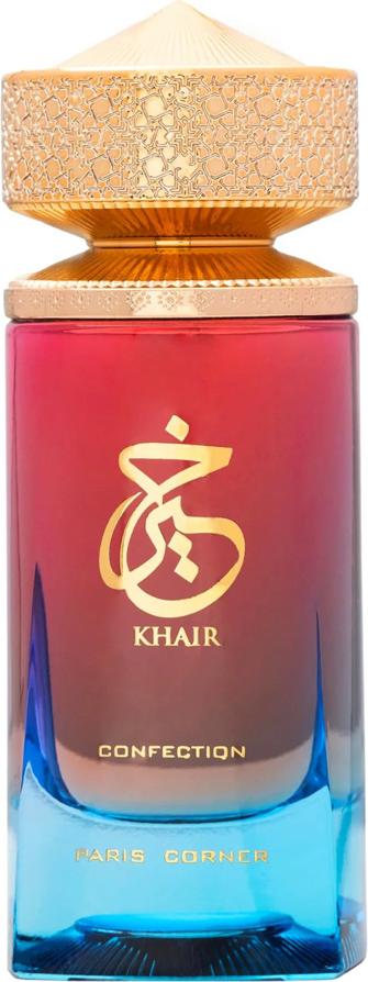 Flacon perfum Paris Corner Khair Confection woda perfumowana 100ml dla kobiet w eleganckiej butelce z opakowaniem na białym tle