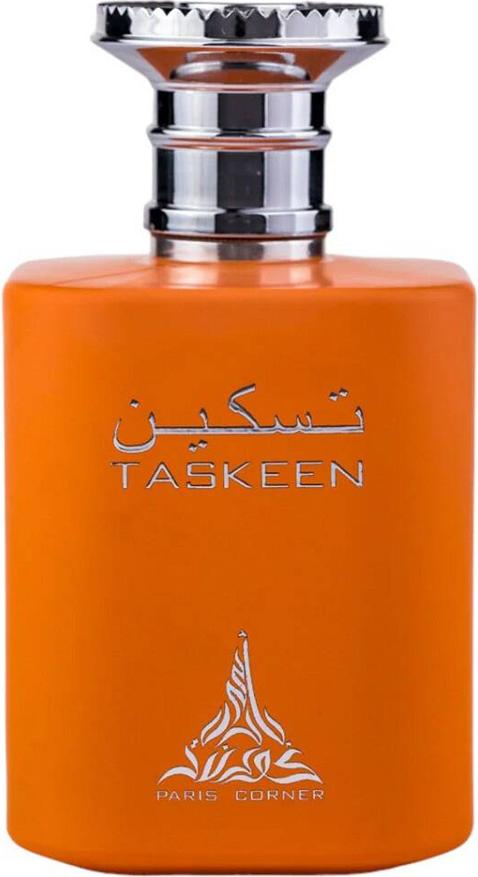 Flacon wody perfumowanej Paris Corner Taskeen 100ml unisex z eleganckim opakowaniem na białym tle - energetyczny zapach na co dzień