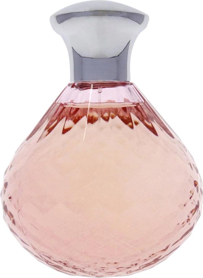 Flakon perfum Paris Hilton Dazzle woda perfumowana 125ml w kształcie różowego diamentu na białym tle z eleganckim opakowaniem marki