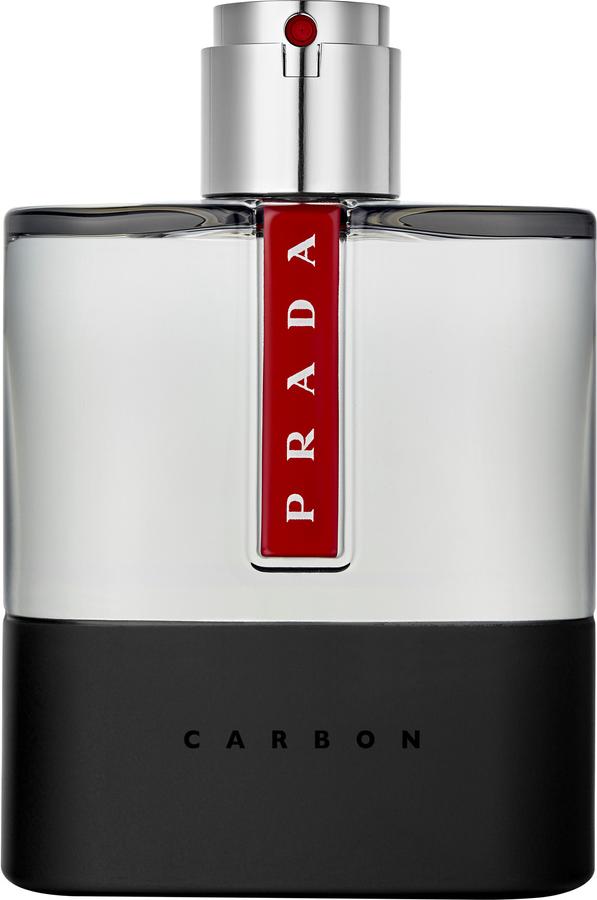 Prada Luna Rossa Carbon woda toaletowa 150ml - elegancki flacon męskich perfum na białym tle z charakterystycznym designem marki Prada