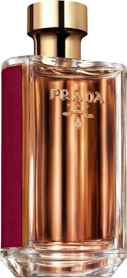 Flakon Prada La Femme Intense woda perfumowana 100ml w eleganckim burgundowym kolorze ze złotymi akcentami na białym tle
