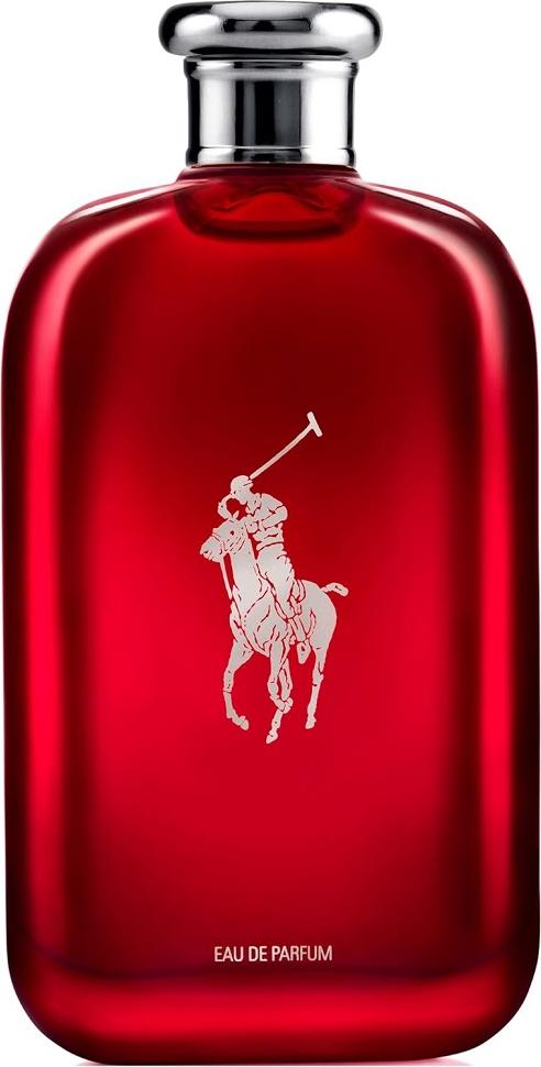 Flacon wody perfumowanej Ralph Lauren Polo Red 200ml dla mężczyzn na białym tle z eleganckim czerwonym opakowaniem marki Ralph Lauren