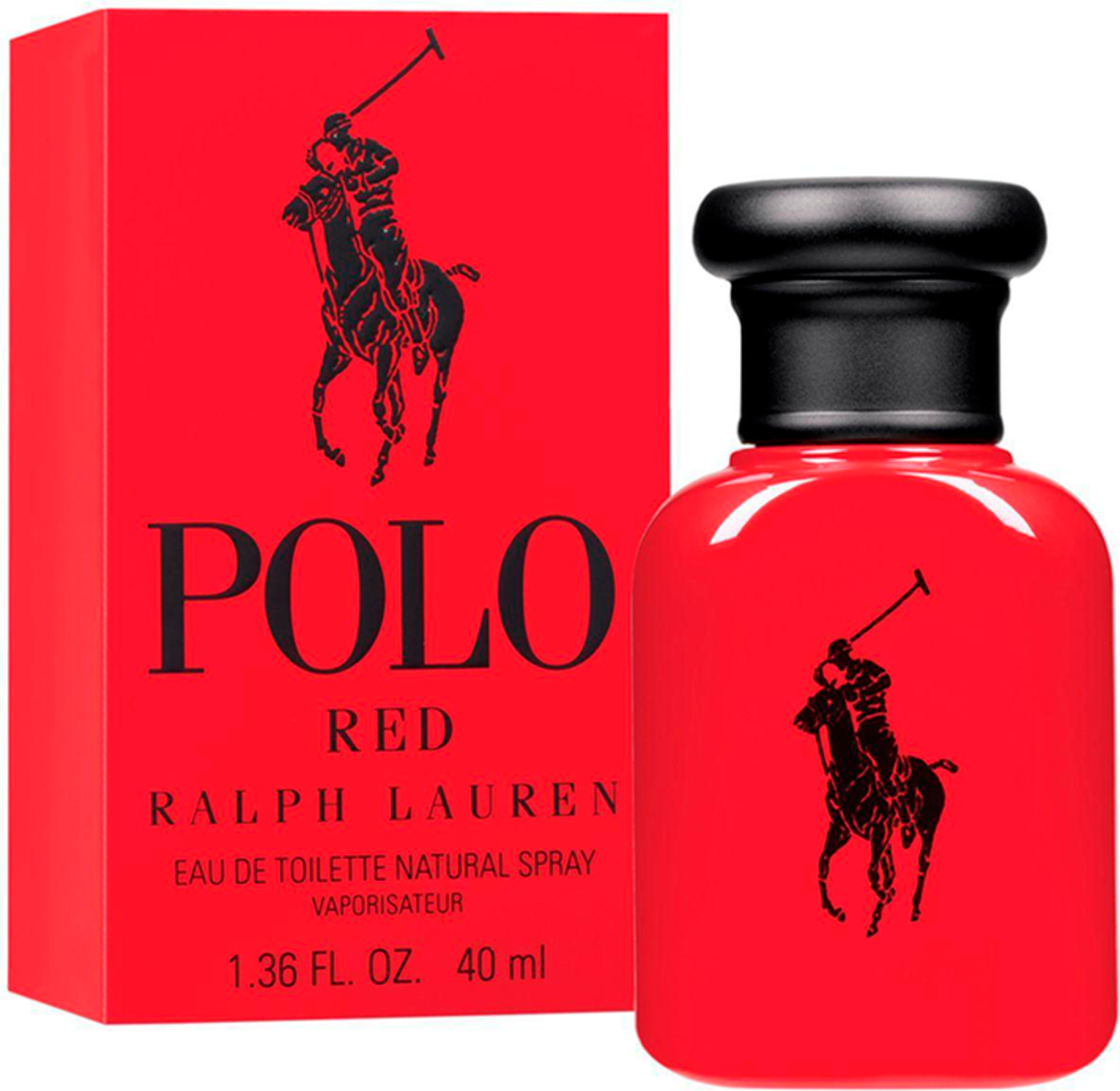 Flacon wody toaletowej Ralph Lauren Polo Red 40ml dla mężczyzn w eleganckim opakowaniu z logo marki na białym tle sklepu internetowego