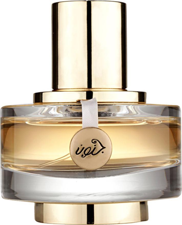 Flacon perfum Rasasi Junoon Satin woda perfumowana 50ml dla kobiet z orientalną kompozycją zapachową na białym tle z eleganckim opakowaniem