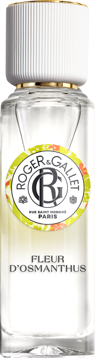 Flacon Roger & Gallet Fleur d'Osmanthus woda odświeżająca 30ml z eleganckim opakowaniem marki na białym tle - perfumy damskie