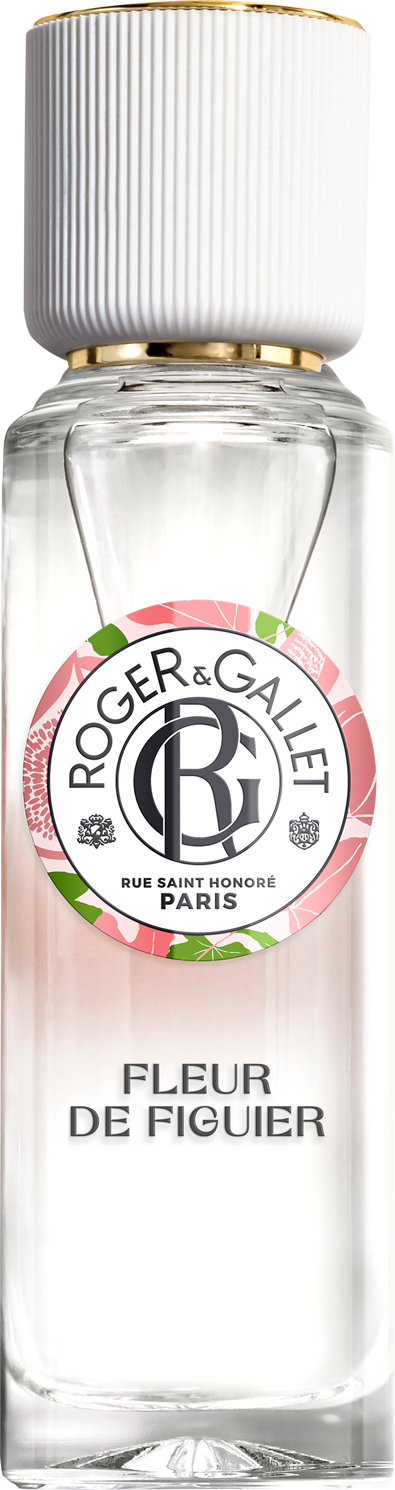Flacon perfum Roger & Gallet Fleur de Figuier woda odświeżająca 30ml z opakowaniem, elegancki design marki Roger & Gallet na białym tle