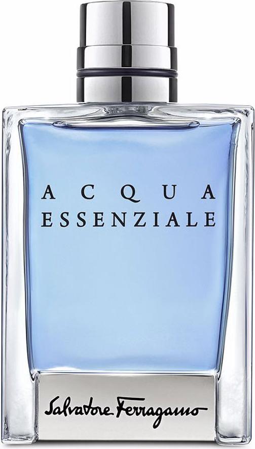Flacon perfum Salvatore Ferragamo Acqua Essenziale pour Homme EDT 100ml na białym tle z eleganckim opakowaniem marki Ferragamo