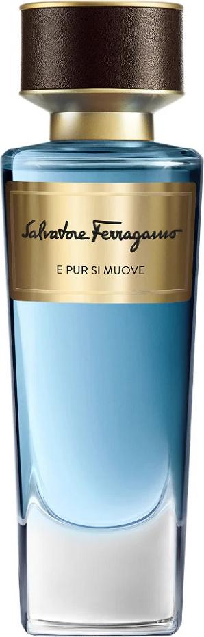 Flacon perfum SALVATORE FERRAGAMO Tuscan Creations E Pur Si Muove woda perfumowana z eleganckim opakowaniem na białym tle