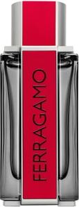 Flacon wody perfumowanej SALVATORE FERRAGAMO Red Leather dla mężczyzn na białym tle z eleganckim opakowaniem marki Ferragamo