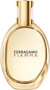 Flacon perfum SALVATORE FERRAGAMO Fiamma woda perfumowana dla kobiet na białym tle z eleganckim opakowaniem marki Ferragamo