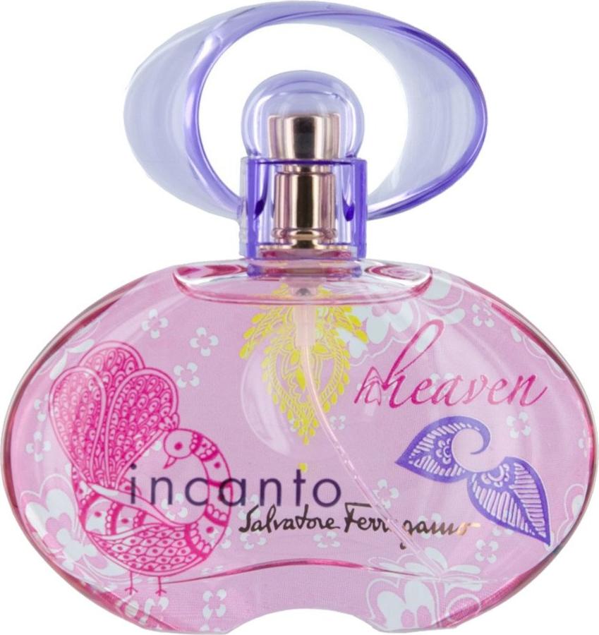 Flacon wody toaletowej Salvatore Ferragamo Incanto Heaven 100ml dla kobiet z eleganckim opakowaniem marki Ferragamo na białym tle