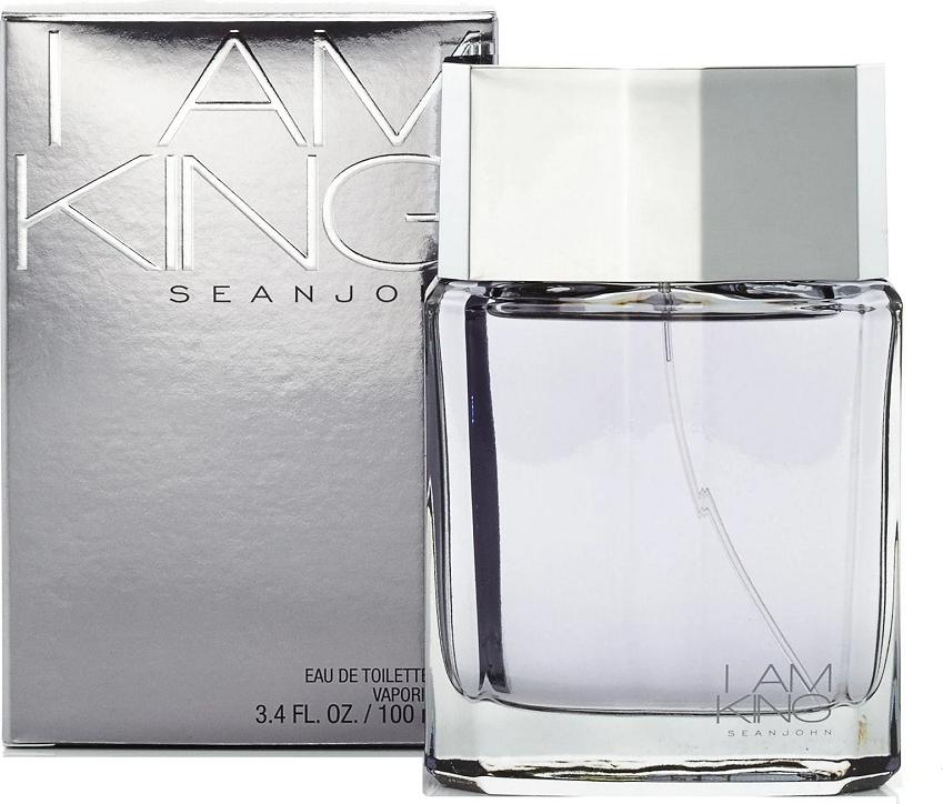 Flacon perfum Sean John I am King woda toaletowa męska 100ml z eleganckim opakowaniem na białym tle, luksusowy zapach dla mężczyzn