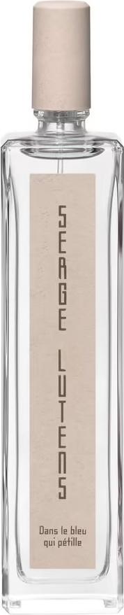 Flacon wody perfumowanej Serge Lutens Dans le Bleu qui Pétille 100ml na białym tle z eleganckim opakowaniem marki Serge Lutens