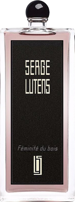 Flacon perfum Serge Lutens Féminité du Bois Collection Noire 50ml woda perfumowana unisex z drzewną kompozycją cedrową na białym tle