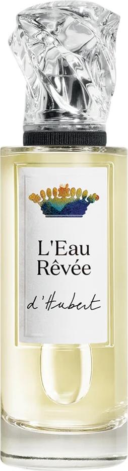 Flacon perfum SISLEY L'Eau Rêvée d'Hubert dla mężczyzn z geranium i miętą pieprzową na białym tle z eleganckim opakowaniem marki