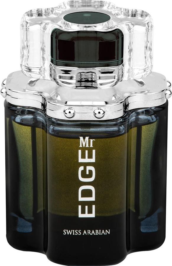 Flacon wody perfumowanej Swiss Arabian Mr Edge 100ml dla mężczyzn z eleganckim opakowaniem na białym tle - męskie perfumy cytrusowe