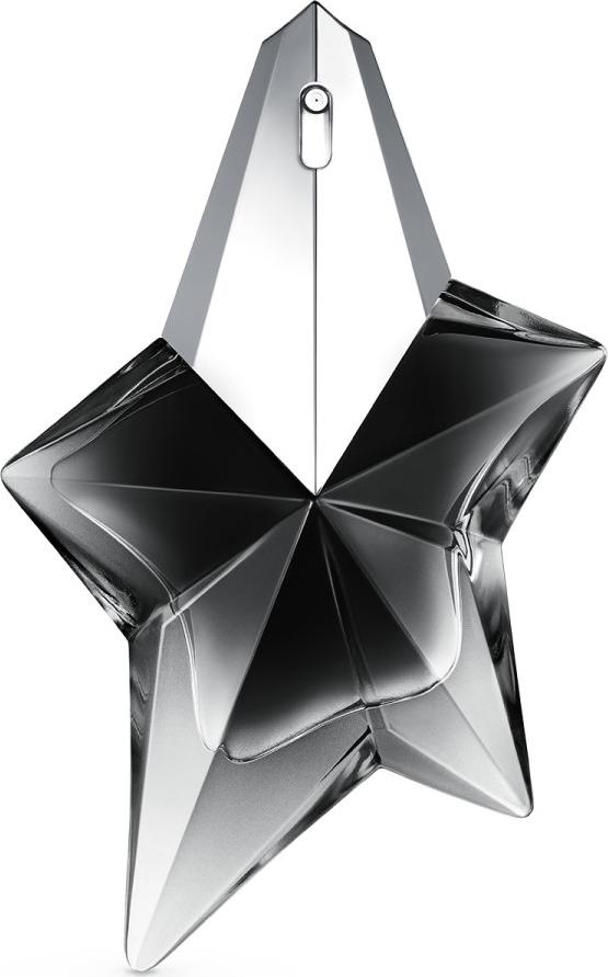 Flacon perfum MUGLER Angel Fantasm woda perfumowana w kształcie czarnej gwiazdy na białym tle z eleganckim opakowaniem marki MUGLER