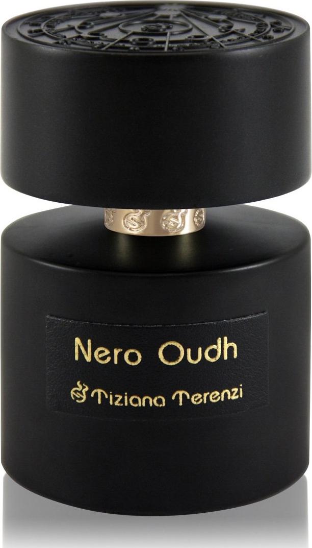 Flacon perfum Tiziana Terenzi Nero Oudh 100ml w eleganckim opakowaniu - luksusowe perfumy z oudh dla kobiet i mężczyzn na białym tle