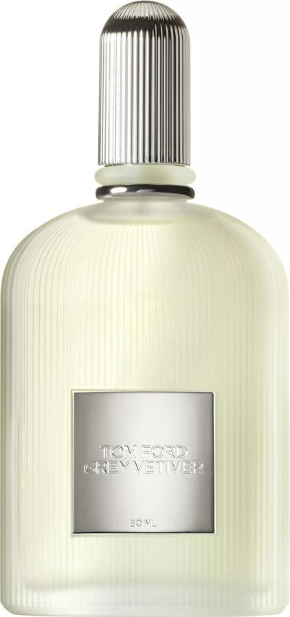 Tom Ford Grey Vetiver woda perfumowana 50ml w eleganckiej butelce inspirowanej architekturą Art Deco na białym tle z logo marki