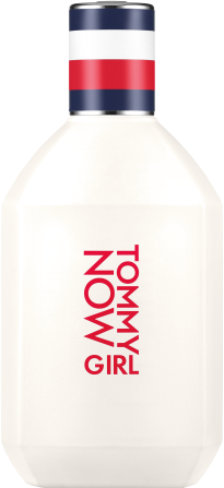Flacon wody toaletowej Tommy Hilfiger Tommy Girl Now 100ml dla kobiet na białym tle z charakterystycznym logo marki Tommy Hilfiger