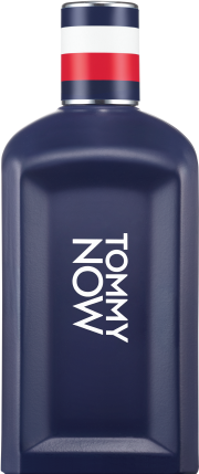 Flacon wody toaletowej Tommy Hilfiger Tommy Now dla mężczyzn 100ml na białym tle z eleganckim opakowaniem marki Tommy Hilfiger