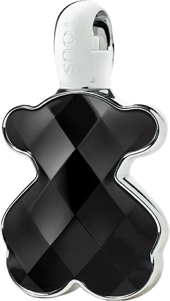 Flacon perfum Tous LoveMe The Onyx woda perfumowana 30ml na białym tle, eleganckie opakowanie hiszpańskiej marki biżuteryjnej Tous