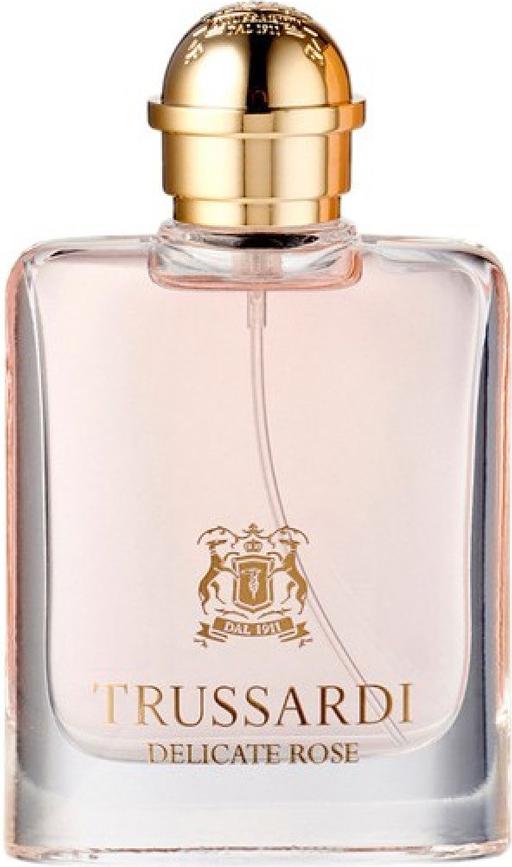 Flacon wody toaletowej Trussardi Delicate Rose 50 ml - eleganckie perfumy damskie w stylowym opakowaniu marki Trussardi z kwiatowym zapachem