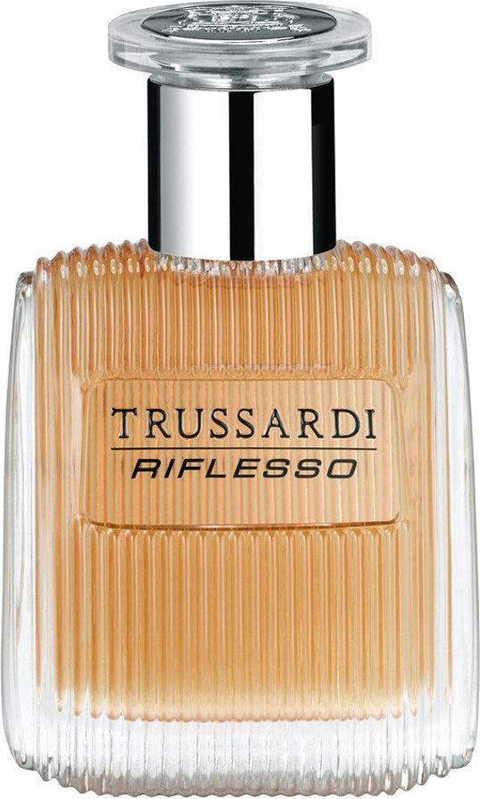 Trussardi Riflesso woda toaletowa 100ml - elegancki flacon męskich perfum drzewno-orientalnych z bergamotką i grejpfrutem na białym tle
