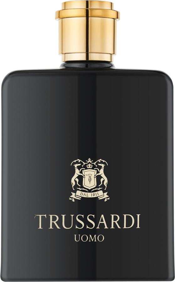 Flacon wody toaletowej Trussardi Uomo 100ml - eleganckie męskie perfumy o skórzanym zapachu z bergamotą i lawendą marki Trussardi