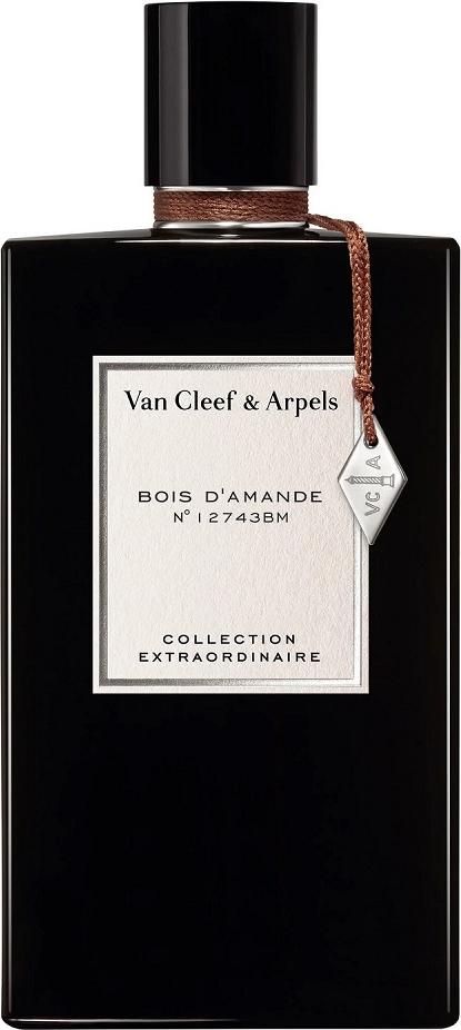 Flacon perfum Van Cleef & Arpels Collection Extraordinaire Bois d'Amande woda perfumowana 75ml na białym tle z eleganckim opakowaniem marki