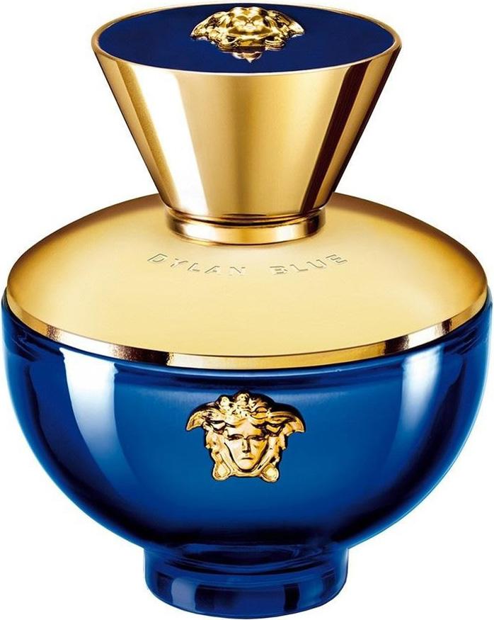 Flacon perfum Versace Dylan Blue Pour Femme woda perfumowana 30ml na białym tle, eleganckie opakowanie luksusowych perfum dla kobiet