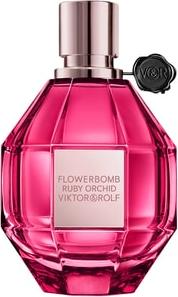 Flacon perfum VIKTOR & ROLF Flowerbomb Ruby Orchid woda perfumowana z orchideą i wanilią na białym tle z eleganckim opakowaniem