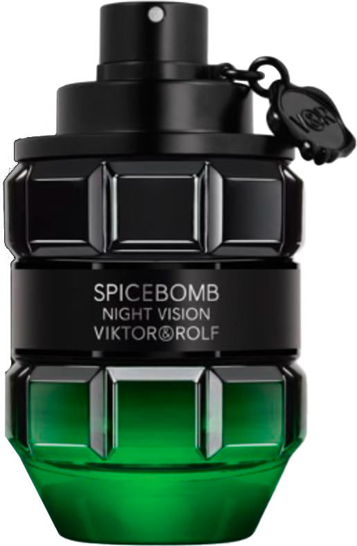 Flakon wody toaletowej VIKTOR & ROLF Spicebomb Night Vision w kształcie granatu na białym tle - orientalne perfumy męskie z nutami pieprzu
