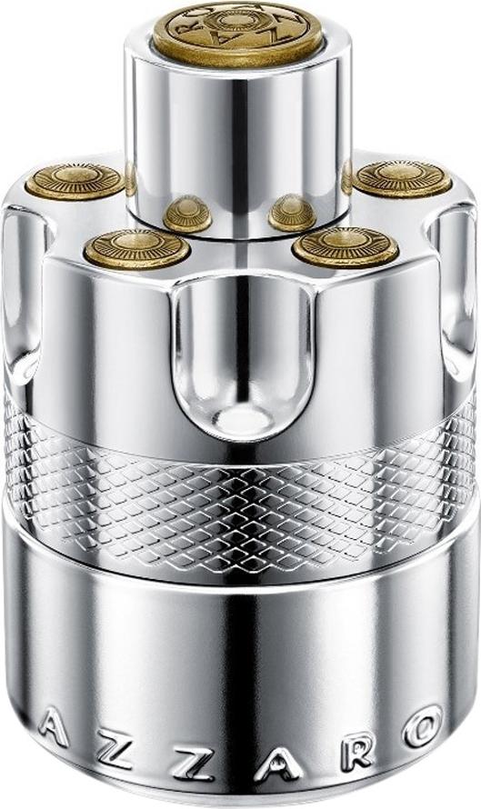 Flacon perfum Azzaro Wanted Eau de Parfum 50ml na białym tle - eleganckie opakowanie męskiej wody perfumowanej marki Azzaro w szklane butelce