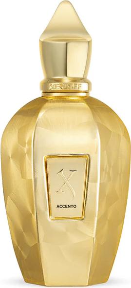 Flacon perfum XERJOFF Accento Overdose woda perfumowana 100ml w złotym opakowaniu na białym tle - luksusowe perfumy damskie marki Xerjoff