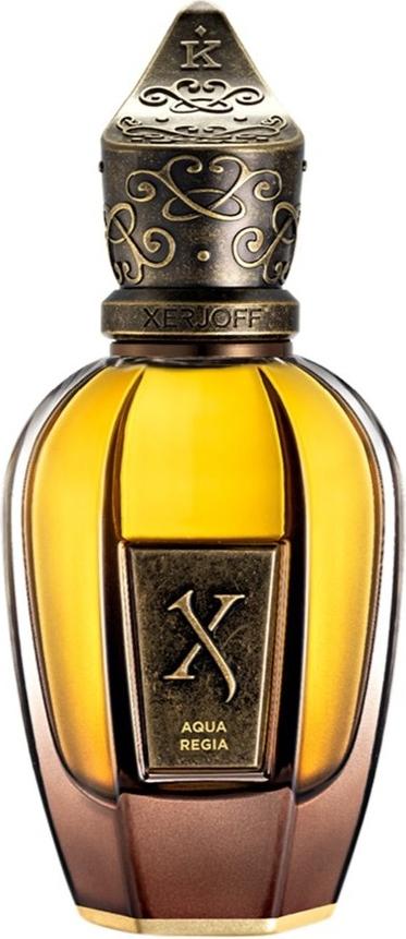 Flacon perfum XERJOFF Acqua Regia z kolekcji K-Kollektion, elegancka butelka wody perfumowanej 50ml na białym tle z logo marki