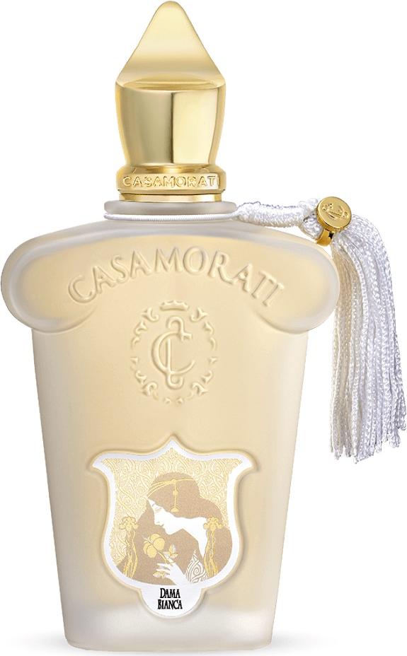 Flacon perfum XERJOFF Casamorati Dama Bianca woda perfumowana 100ml dla kobiet z eleganckim opakowaniem marki Xerjoff na białym tle