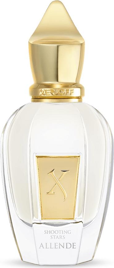 Flacon wody perfumowanej XERJOFF Shooting Stars Allende 50ml z eleganckim opakowaniem luksusowej marki perfumeryjnej na białym tle