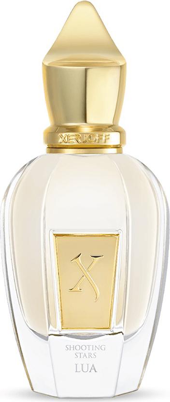 Flacon perfum XERJOFF Shooting Stars Lua woda perfumowana 50ml na białym tle z eleganckim opakowaniem marki premium