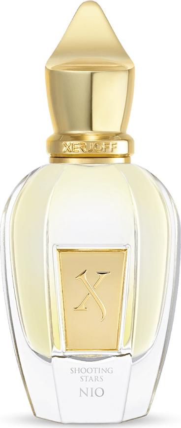 Flacon wody perfumowanej XERJOFF Shooting Stars Nio 50ml z eleganckim opakowaniem na białym tle - luksusowe perfumy szyprowe z nutami cytrusowymi