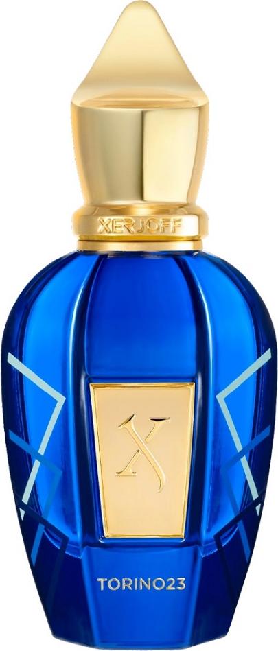 Flacon perfum XERJOFF Join the Club Torino 23 50ml na białym tle - luksusowe perfumy w eleganckiej butelce z logo marki XERJOFF