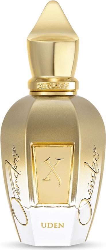 Flacon perfum XERJOFF Shooting Stars Uden Overdose woda perfumowana 50ml na białym tle z eleganckim opakowaniem marki premium