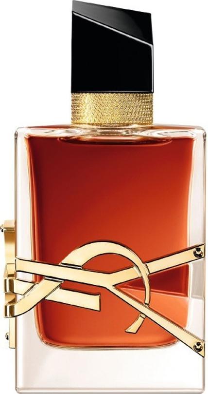 Flacon perfum YVES SAINT LAURENT Libre Le Parfum z eleganckim opakowaniem, luksusowe damskie perfumy marki YSL z serii Libre na białym tle