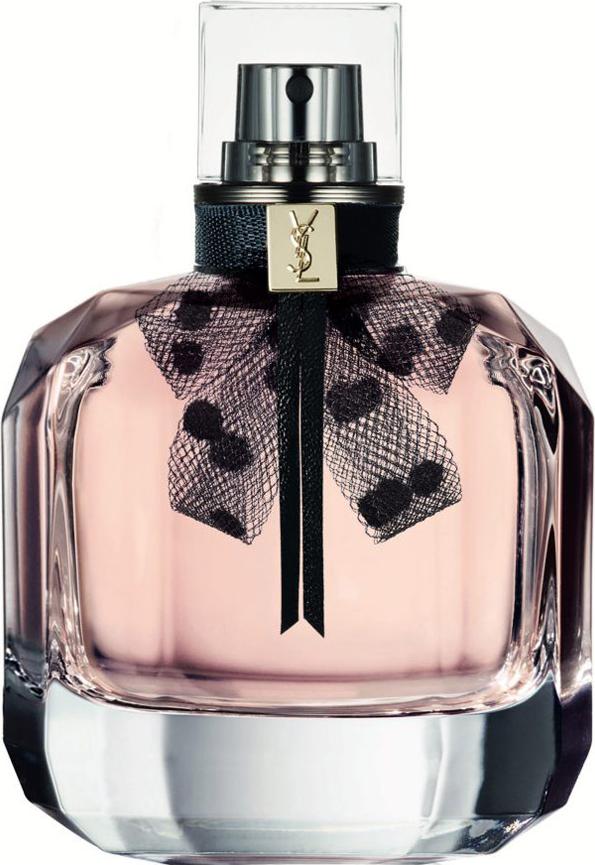 Yves Saint Laurent Mon Paris woda toaletowa damska 50ml - elegancki różowy flacon perfum YSL na białym tle z logo marki i napisem Mon Paris