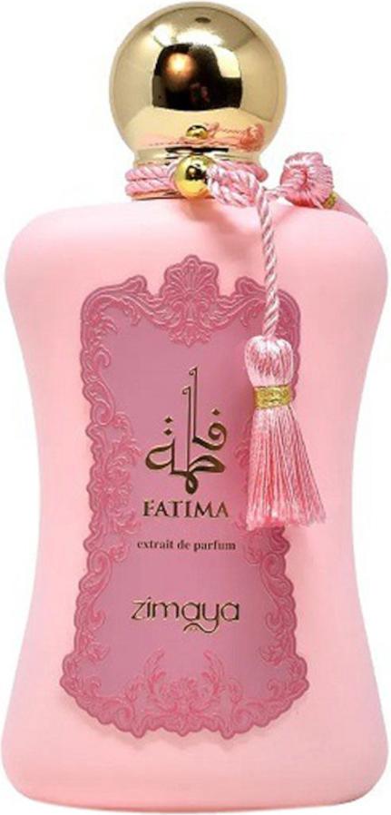 Zimaya Fatima ekstrakt perfum 100ml w różowym flakonie ze złotymi akcentami - luksusowe perfumy dla kobiet na białym tle