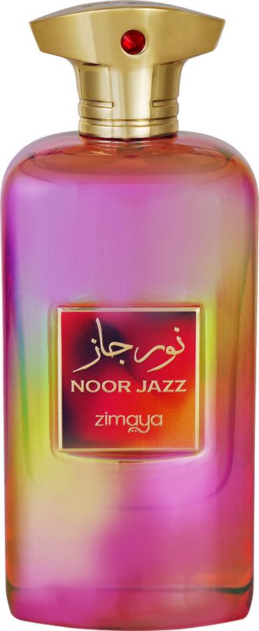 Flacon wody perfumowanej Zimaya Noor Jazz 100ml na białym tle - eleganckie opakowanie luksusowych perfum unisex marki Zimaya