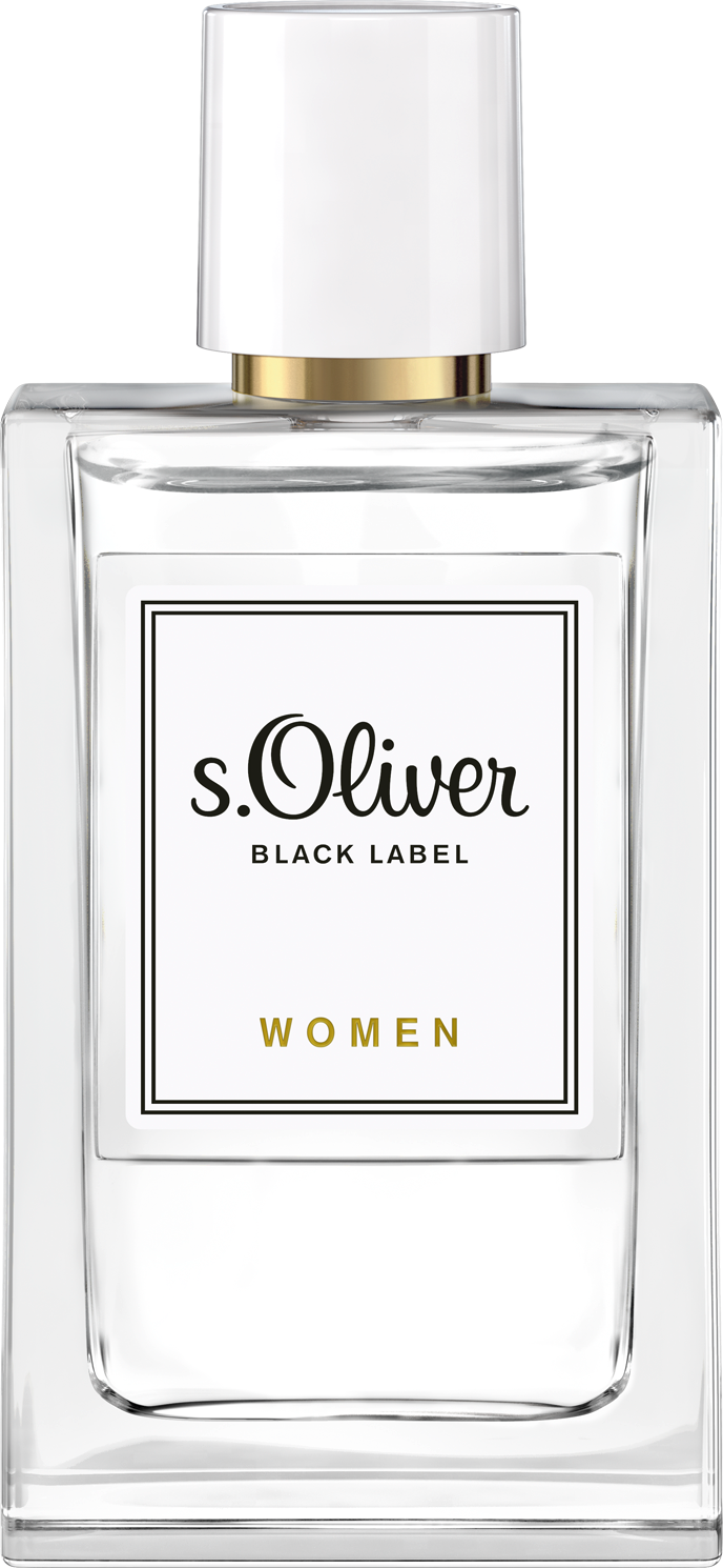 Flacon wody toaletowej s.Oliver Black Label Women 30ml na białym tle - eleganckie perfumy dla kobiet w minimalistycznym opakowaniu