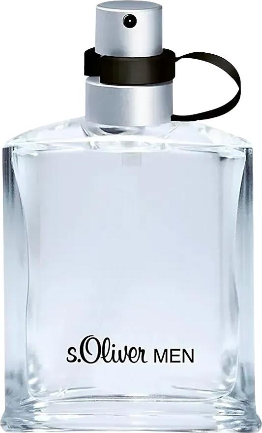 Flacon wody toaletowej s.Oliver Men 50ml z eleganckim opakowaniem marki s.Oliver na białym tle - męski zapach drzewny z nutami cedru