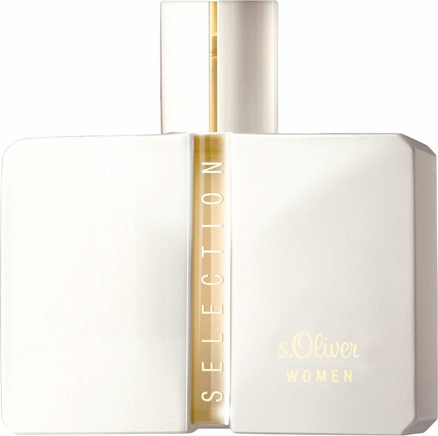 Flacon perfum s.Oliver Selection Women woda toaletowa 30ml dla kobiet na białym tle z eleganckim opakowaniem marki s.Oliver